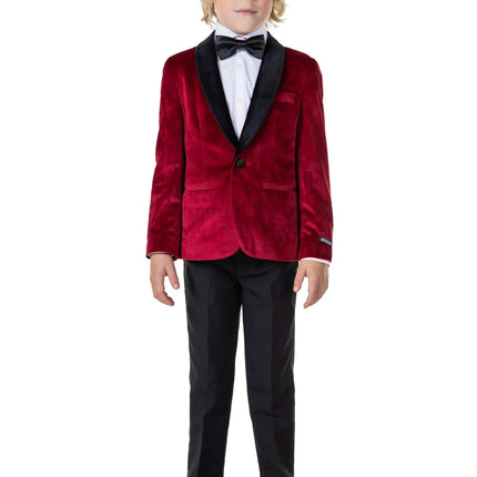 Blazer en velours rouge bordeaux Garçon <tc>OppoSuits</tc>