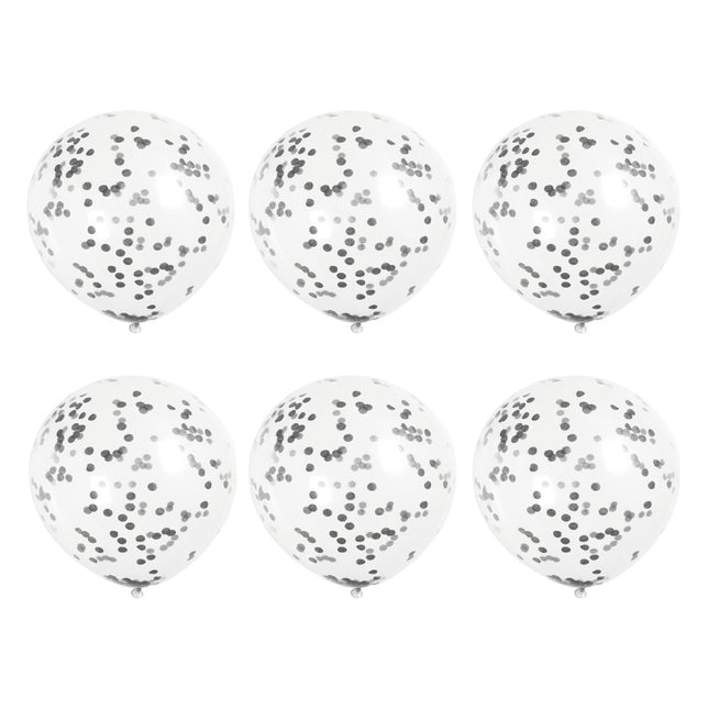 Ballons Confetti Noirs 40cm 6pcs