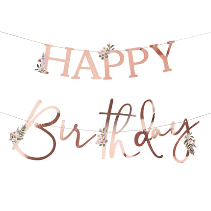 Guirlande de lettres Happy Birthday en or rose 2m