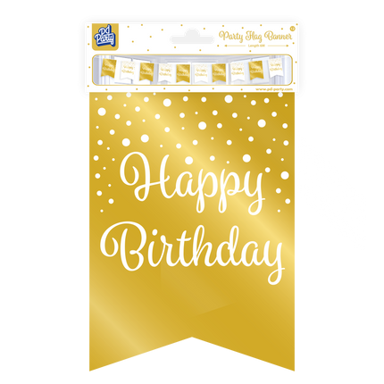 Bannière Happy Birthday Or Blanc 6m