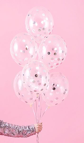 Ballons Confetti Argent Deluxe 30cm 6pcs