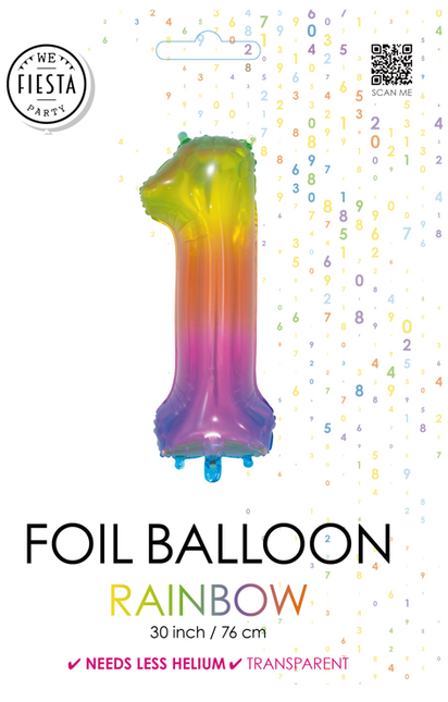 Ballon de baudruche Figure 1 Arc-en-ciel Transparent 66cm