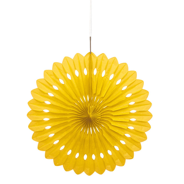 Eventail en papier jaune 40cm