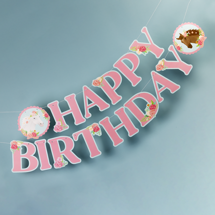 Guirlande de lettres Happy Birthday Chevaux 2.5m