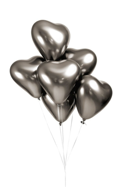 Ballons en forme de coeur gris 30cm 6pcs