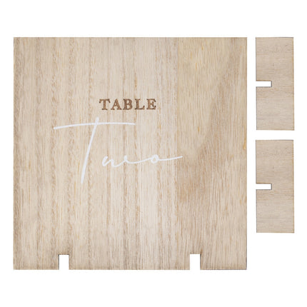 Numéros de table beige en bois 15cm 12pcs