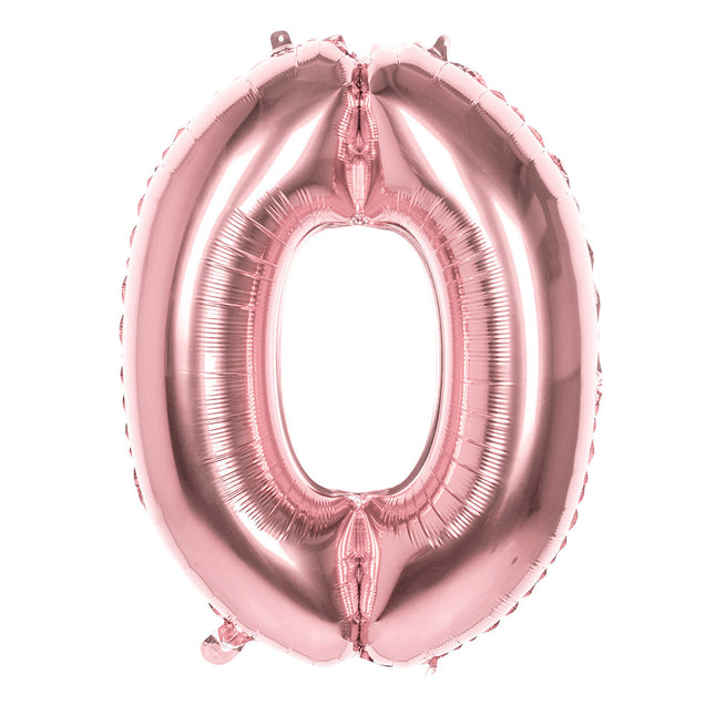 Ballon numéroté en or rose 0 an 86cm