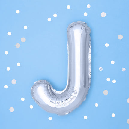 Ballon de baudruche Lettre J Argent Vide 35cm