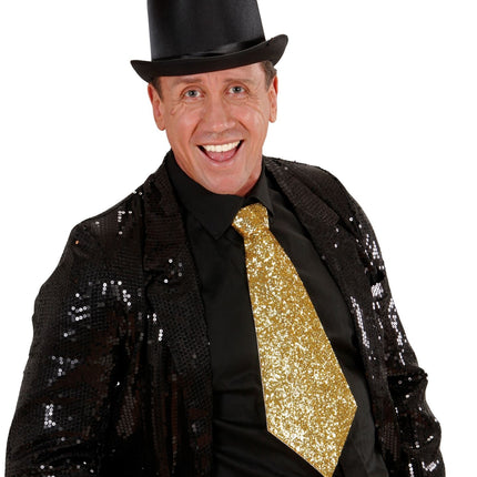 Cravate dorée pailletée avec élastique