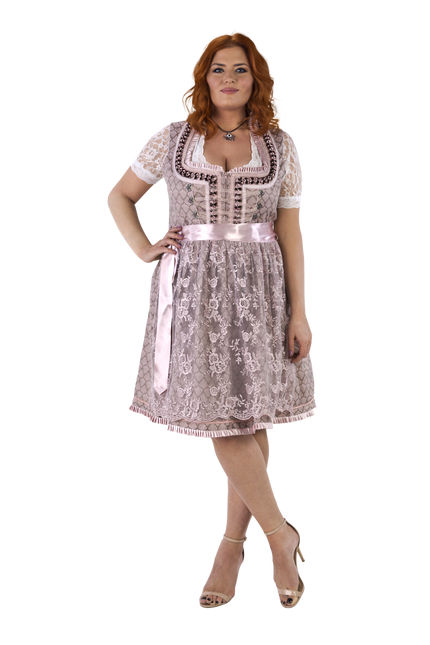 Robe Dirndl rose Oktoberfest Femme 2 pièces