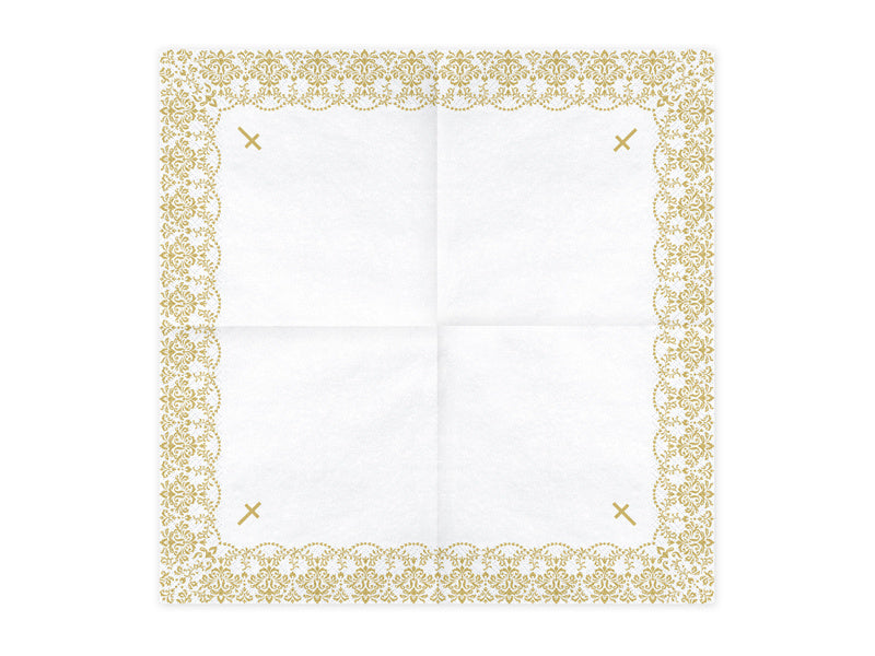 Serviettes de Communion Croix Or 33cm 20pcs