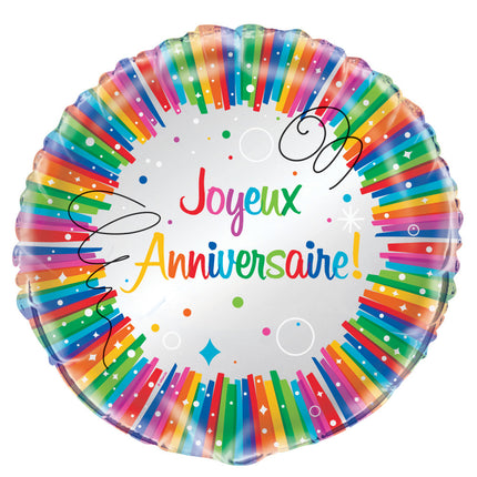 Ballon en hélium Joyeux Anniversaire 45cm vide