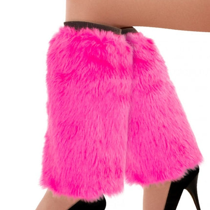 Chauffe-jambes en peluche rose