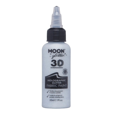 Peinture pour tissu Moon Glitter Holographic Glitter Silver 30ml