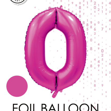 Ballon numéro Fuchsia 0 Année Gloss 86cm