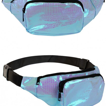 Hip bag Impression cuir de serpent Turquois