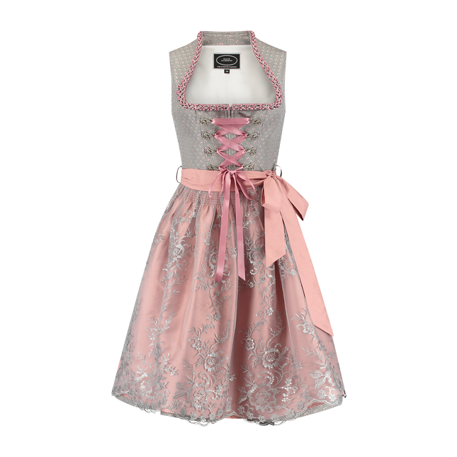 Robe Dirndl grise Oktoberfest Rose Dames