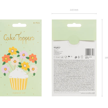Décor de gâteau Fleurs Mix 13cm 8pcs
