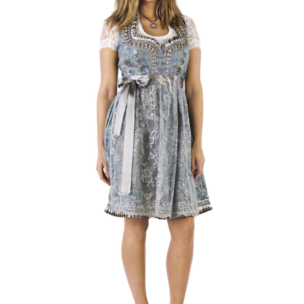 Gold Silver Dirndl Dress Oktoberfest Ladies 2 Piece