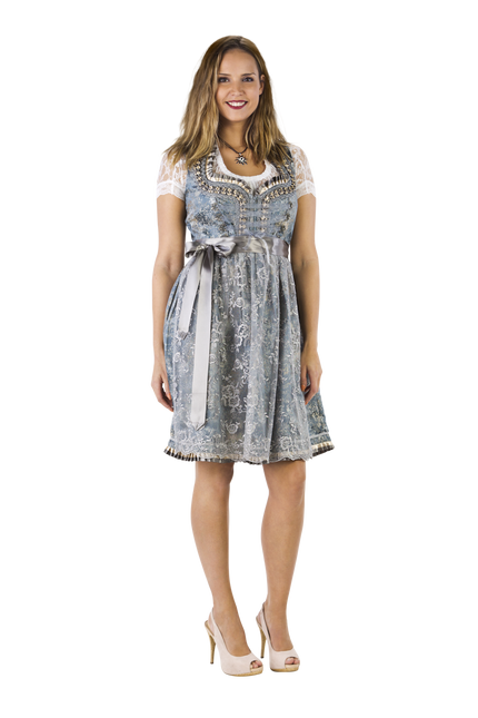 Gold Silver Dirndl Dress Oktoberfest Ladies 2 Piece