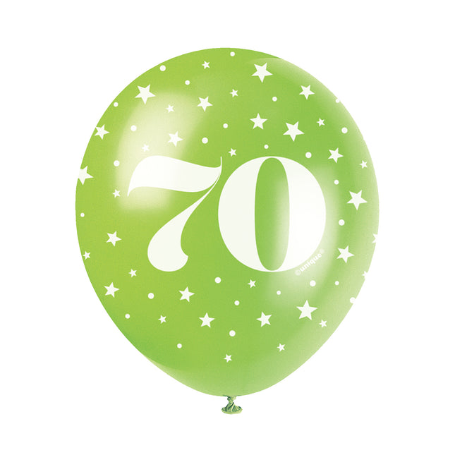 Ballons 70 ans Confetti 30cm 5pcs