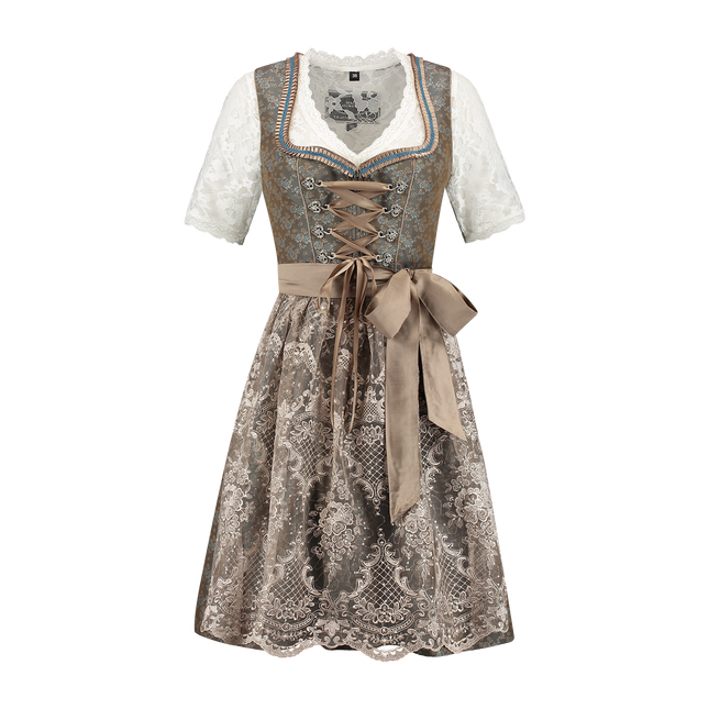 Vert Dirndl Robe Oktoberfest Femme Jaquard
