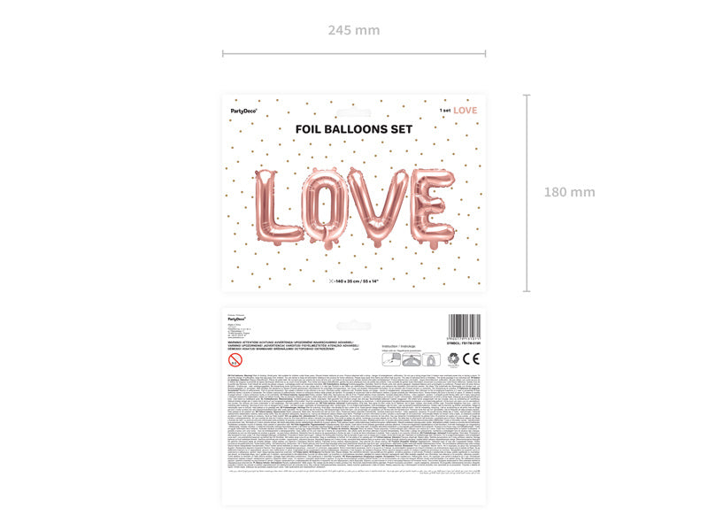 Jeu de ballons à lettres Love Rose Gold Vide 1.4m