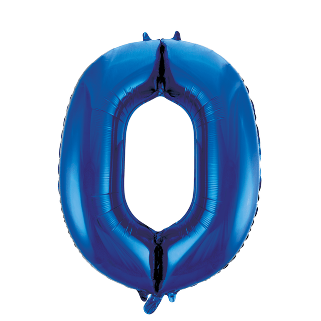 Folie Ballon Cijfer 0 Blauw XL 86cm leeg van WeFiesta koop je bij Partywinkel