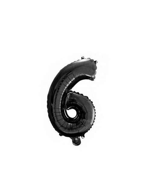 Folie Ballon Cijfer 6 Zwart 41cm met Rietje van WeFiesta koop je bij Partywinkel