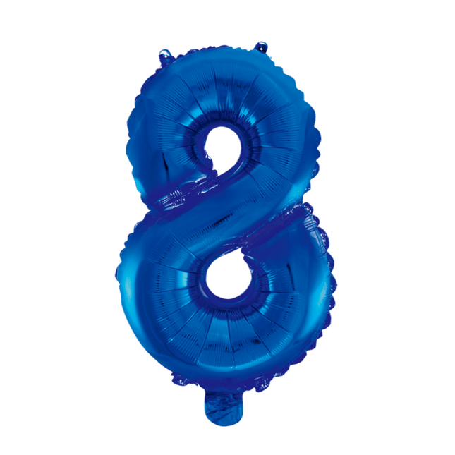 Folie Ballon Cijfer 8 Blauw XL 86cm leeg van WeFiesta koop je bij Partywinkel