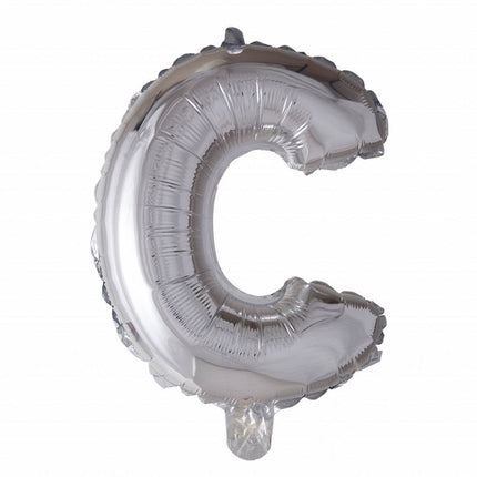 Folie Ballon Letter C Zilver 41cm met Rietje van WeFiesta koop je bij Partywinkel