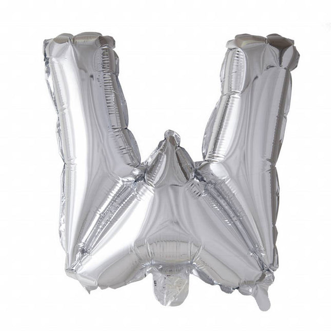 Folie Ballon Letter W Zilver XL 102cm leeg van WeFiesta koop je bij Partywinkel