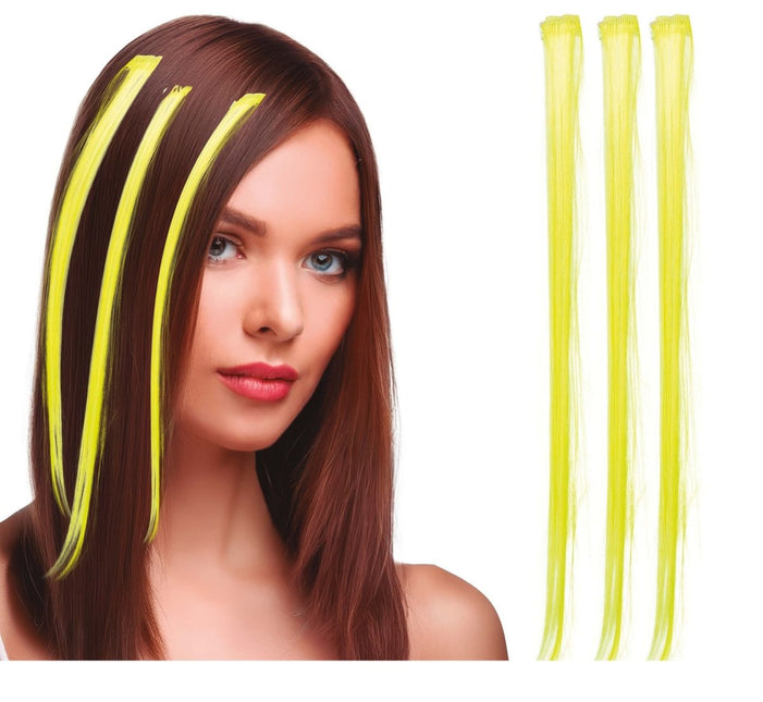 Gele Hair Extension 50cm 3st van Fiestas Guirca koop je bij Partywinkel