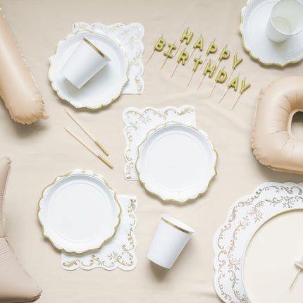 Goud Witte Placemats 35,5cm 6st van Partydeco koop je bij Partywinkel