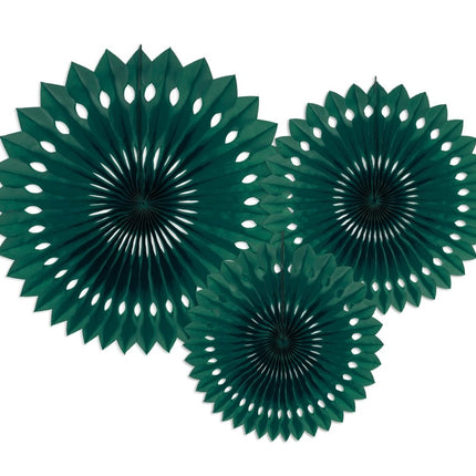 Groene Papieren Waaiers 20cm 3st van Partydeco koop je bij Partywinkel