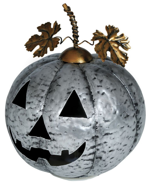 Halloween Decoratie Zilver Pompoen Met Licht 16cm van Fiestas Guirca koop je bij Partywinkel