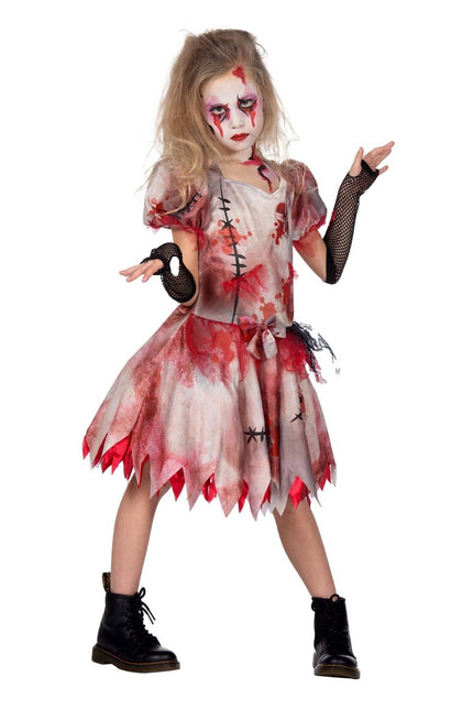 Halloween Jurk Meisje Kort Met Bloed van Wilbers & Wilbers koop je bij Partywinkel