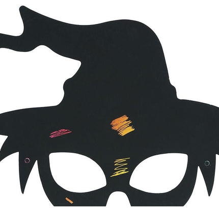 Halloween Maskers Zwart Kleuren 20cm 6st van Fiestas Guirca koop je bij Partywinkel