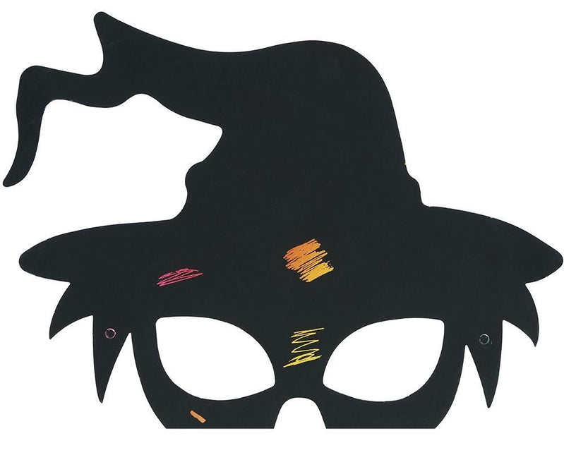Halloween Maskers Zwart Kleuren 20cm 6st van Fiestas Guirca koop je bij Partywinkel