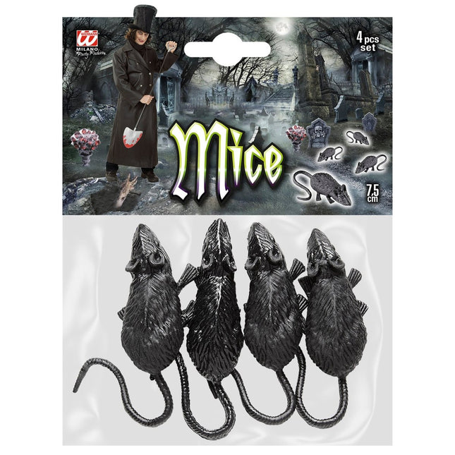 Halloween Nep Muis 9cm 4st van Widmann koop je bij Partywinkel