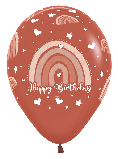 Happy Birthday Ballonnen Gekleurd Regenboog 30cm 12st van Sempertex koop je bij Partywinkel