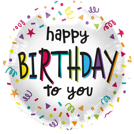 Happy Birthday Helium Ballon Wit Leeg 45cm van Folat koop je bij Partywinkel