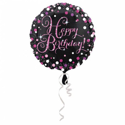 Helium Ballon Happy Birthday Zwart & Rond 43cm leeg van Anagram koop je bij Partywinkel