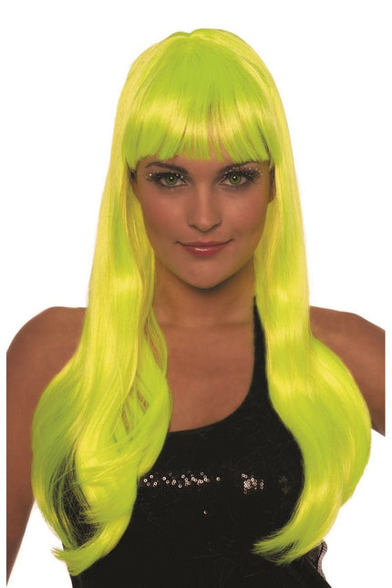 Gele Pruik Lange Bobline Deluxe van Wilbers & Wilbers koop je bij Partywinkel