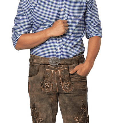 Lederhose Bruin Kort Brixen van Partychimp koop je bij Partywinkel