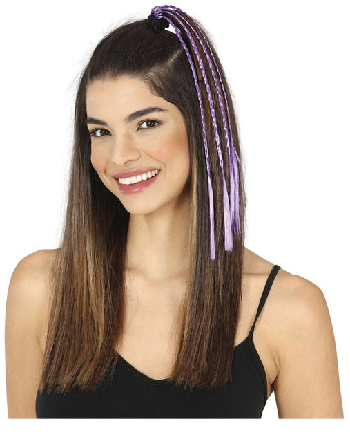 Paarse Hair Extension 35cm 3st van Fiestas Guirca koop je bij Partywinkel