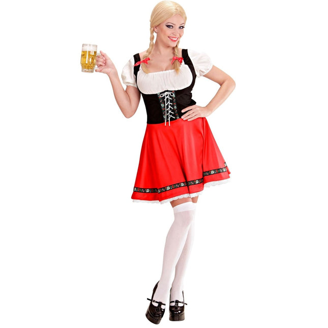 Rood Witte Dirndl Jurk Oktoberfest Dames van Widmann koop je bij Partywinkel