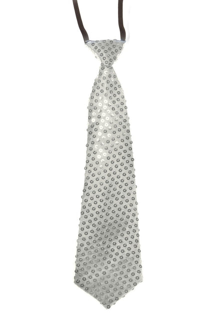 Zilveren Stropdas Pailletten van Wilbers & Wilbers koop je bij Partywinkel