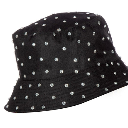 Zwarte Bucket Hat Dames Strass Steentjes van Wilbers & Wilbers koop je bij Partywinkel