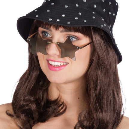 Zwarte Bucket Hat Dames Strass Steentjes van Wilbers & Wilbers koop je bij Partywinkel